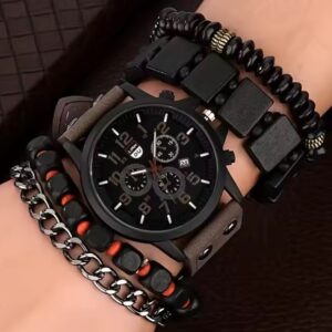 Quartz Wrist Watch 4pcs Bracelets Set